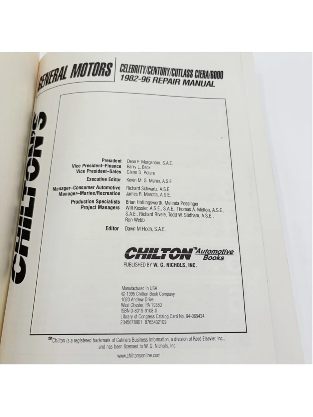 1982-1996 Celebrity / Century / Ciera 6000 Chilton Repair Manual Cutlass Buick